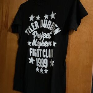 Fight Club Movie Black Graphic Tee with White Print